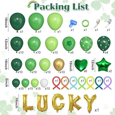 Ouddy Life 165 Pcs St. Patrick’s Day Balloons Garland Arch Kit, Saint Patricks Day Party Decorations with Rainbow Green Gold Lucky Heart Star Foil Balloon for Green Shamrock Irish Lucky Supplies Decor in Saudi Arabia
