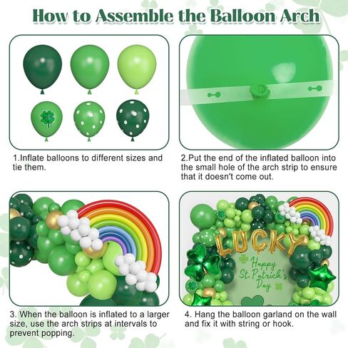 Ouddy Life 165 Pcs St. Patrick’s Day Balloons Garland Arch Kit, Saint Patricks Day Party Decorations with Rainbow Green Gold Lucky Heart Star Foil Balloon for Green Shamrock Irish Lucky Supplies Decor in Saudi Arabia