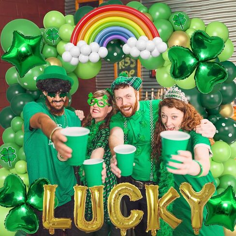 Ouddy Life 165 Pcs St. Patrick’s Day Balloons Garland Arch Kit, Saint Patricks Day Party Decorations with Rainbow Green Gold Lucky Heart Star Foil Balloon for Green Shamrock Irish Lucky Supplies Decor in Saudi Arabia