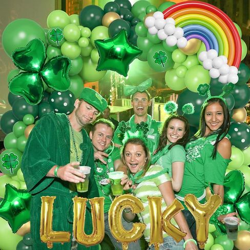 Ouddy Life 165 Pcs St. Patrick’s Day Balloons Garland Arch Kit, Saint Patricks Day Party Decorations with Rainbow Green Gold Lucky Heart Star Foil Balloon for Green Shamrock Irish Lucky Supplies Decor in Saudi Arabia