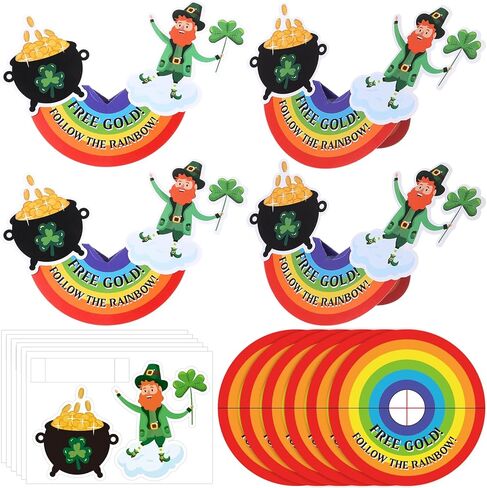 Eaasty 24 Sets St. Patrick's Day Crafts Kits Leprechaun Trap Rocking Manger Card Irish Shamrock Rainbow Cardboard DIY Bulk for St Patrick's Day Party Party Supplies Classroom Activity Gifts in Saudi Arabia