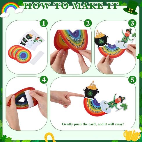 Eaasty 24 Sets St. Patrick's Day Crafts Kits Leprechaun Trap Rocking Manger Card Irish Shamrock Rainbow Cardboard DIY Bulk for St Patrick's Day Party Party Supplies Classroom Activity Gifts in Saudi Arabia