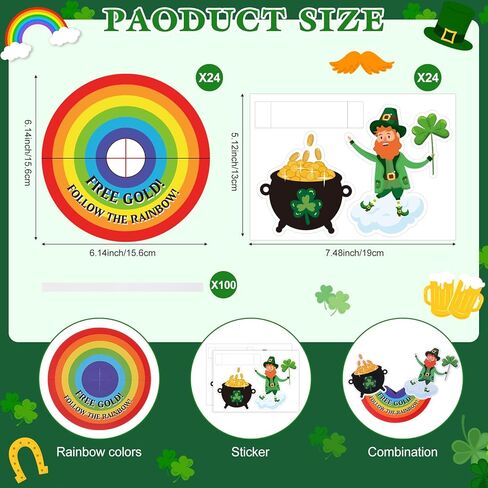 Eaasty 24 Sets St. Patrick's Day Crafts Kits Leprechaun Trap Rocking Manger Card Irish Shamrock Rainbow Cardboard DIY Bulk for St Patrick's Day Party Party Supplies Classroom Activity Gifts in Saudi Arabia