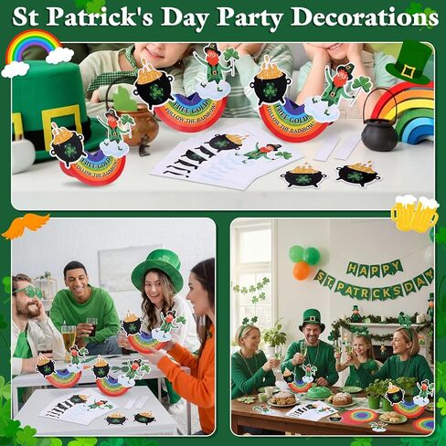 Eaasty 24 Sets St. Patrick's Day Crafts Kits Leprechaun Trap Rocking Manger Card Irish Shamrock Rainbow Cardboard DIY Bulk for St Patrick's Day Party Party Supplies Classroom Activity Gifts in Saudi Arabia