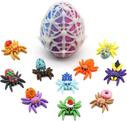 3D Printed Animals Spider Egg with 10 Unique Spiders Inside, Glow in The Dark Fidget Toys, Easter Basket Stuffers for Teens Kids, Plastic Prefilled Easter Eggs, Easter Egg Fillers Gifts for Boys Girls in Saudi Arabia