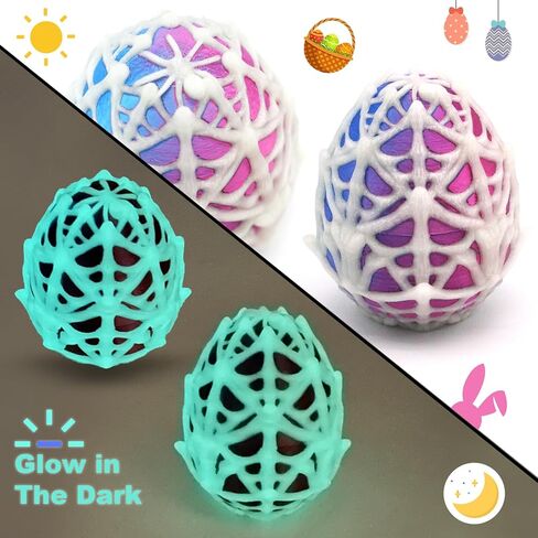 3D Printed Animals Spider Egg with 10 Unique Spiders Inside, Glow in The Dark Fidget Toys, Easter Basket Stuffers for Teens Kids, Plastic Prefilled Easter Eggs, Easter Egg Fillers Gifts for Boys Girls in Saudi Arabia
