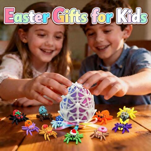3D Printed Animals Spider Egg with 10 Unique Spiders Inside, Glow in The Dark Fidget Toys, Easter Basket Stuffers for Teens Kids, Plastic Prefilled Easter Eggs, Easter Egg Fillers Gifts for Boys Girls in Saudi Arabia