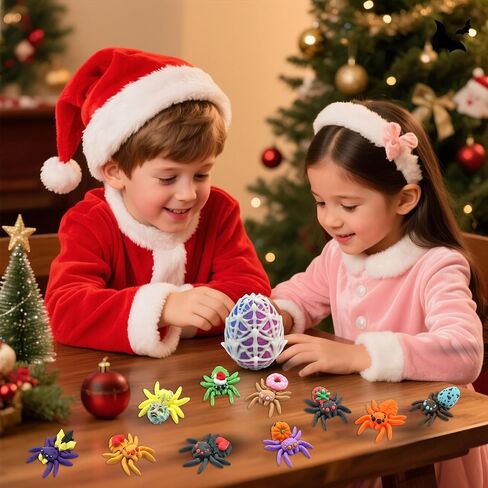 3D Printed Animals Spider Egg with 10 Unique Spiders Inside, Glow in The Dark Fidget Toys, Easter Basket Stuffers for Teens Kids, Plastic Prefilled Easter Eggs, Easter Egg Fillers Gifts for Boys Girls in Saudi Arabia