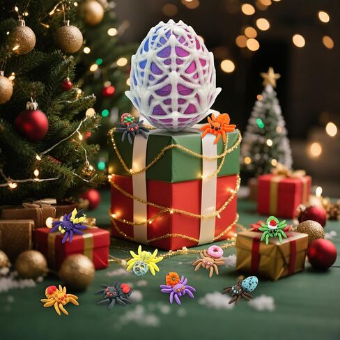 3D Printed Animals Spider Egg with 10 Unique Spiders Inside, Glow in The Dark Fidget Toys, Easter Basket Stuffers for Teens Kids, Plastic Prefilled Easter Eggs, Easter Egg Fillers Gifts for Boys Girls in Saudi Arabia