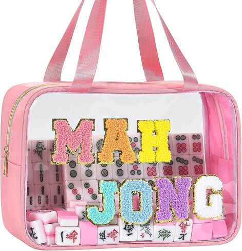 Waterproof Mahjong Tile Storage Bag - Clear Travel Case for Standard Tile Sets - Premium Portable Organizer with Secure Closure (11.8" x 7.9" x 3.5") in Saudi Arabia