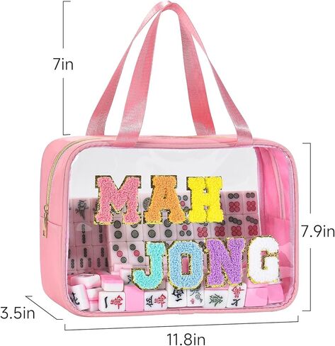 Waterproof Mahjong Tile Storage Bag - Clear Travel Case for Standard Tile Sets - Premium Portable Organizer with Secure Closure (11.8" x 7.9" x 3.5") in Saudi Arabia