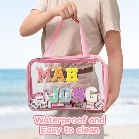 Waterproof Mahjong Tile Storage Bag - Clear Travel Case for Standard Tile Sets - Premium Portable Organizer with Secure Closure (11.8" x 7.9" x 3.5") in Saudi Arabia