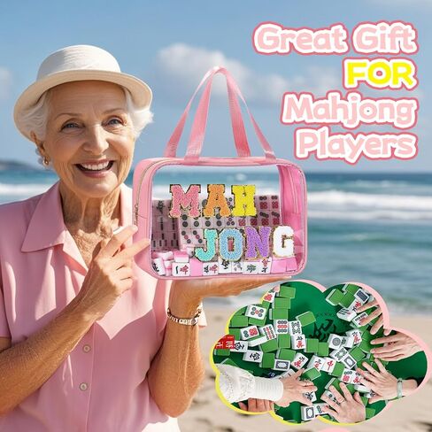 Waterproof Mahjong Tile Storage Bag - Clear Travel Case for Standard Tile Sets - Premium Portable Organizer with Secure Closure (11.8" x 7.9" x 3.5") in Saudi Arabia