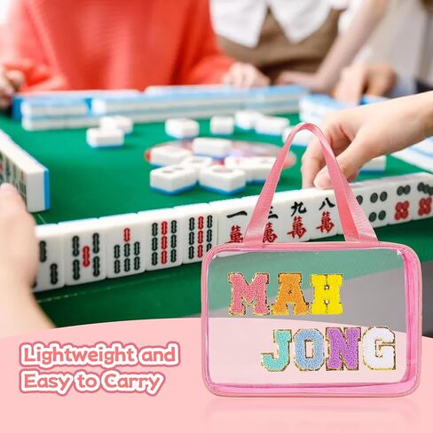 Waterproof Mahjong Tile Storage Bag - Clear Travel Case for Standard Tile Sets - Premium Portable Organizer with Secure Closure (11.8" x 7.9" x 3.5") in Saudi Arabia