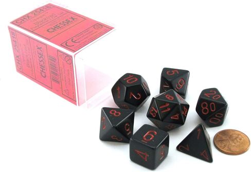 Chessex Dice: Polyhedral 7-Die Opaque Dice Set - Black with Red in Saudi Arabia