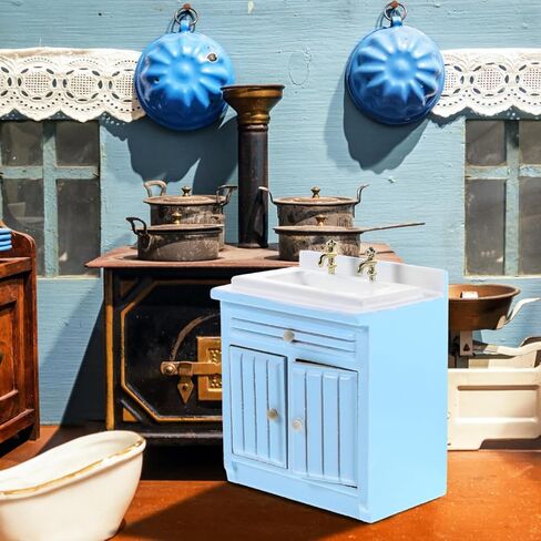 Hemoton Miniature Kitchen Accessories 1/12 Scale Dollhouse Kitchen Sink and Stove Prop Set Realistic Doll House Furniture Model for Decoration and Photography in Saudi Arabia