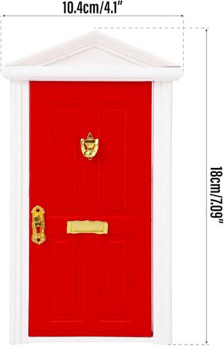 Miniature Red Door Dollhouse – 1/12 Scale Christmas Elf Mini Wooden Fairy Front Door with Handle Knocker for Doll House Decoration, Tiny Furniture Decor Party DIY Craft Accessories in Saudi Arabia