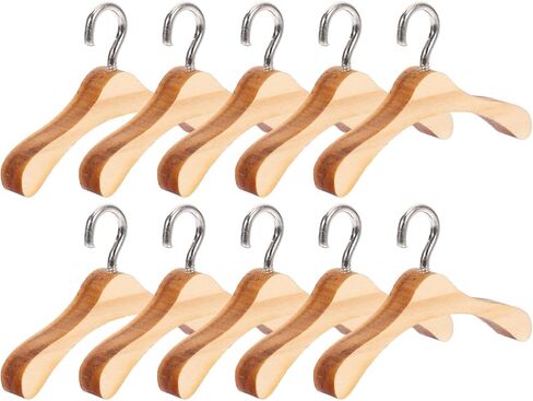 Doll Clothes Hanger Doll House Hangers 10pcs Wooden Child Clothes Stand, Mini Dress Outfit Holders Dollhouse Wardrobe Accessories (4.5cm) in Kuwait