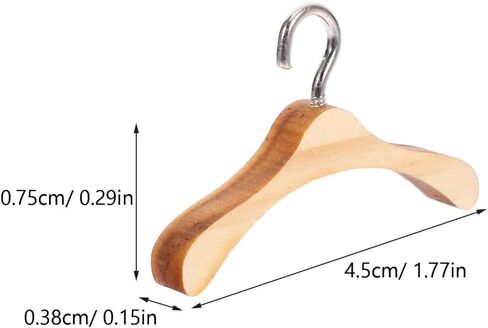 Doll Clothes Hanger Doll House Hangers 10pcs Wooden Child Clothes Stand, Mini Dress Outfit Holders Dollhouse Wardrobe Accessories (4.5cm) in Kuwait