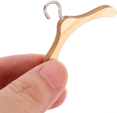 Doll Clothes Hanger Doll House Hangers 10pcs Wooden Child Clothes Stand, Mini Dress Outfit Holders Dollhouse Wardrobe Accessories (4.5cm) in Kuwait