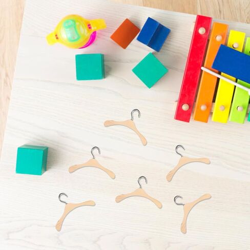 Doll Clothes Hanger Doll House Hangers 10pcs Wooden Child Clothes Stand, Mini Dress Outfit Holders Dollhouse Wardrobe Accessories (4.5cm) in Kuwait