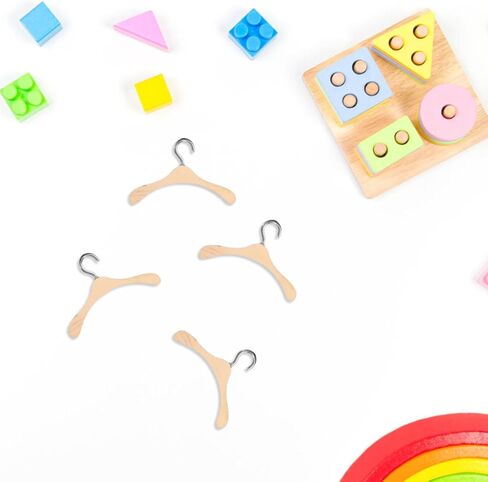Doll Clothes Hanger Doll House Hangers 10pcs Wooden Child Clothes Stand, Mini Dress Outfit Holders Dollhouse Wardrobe Accessories (4.5cm) in Kuwait