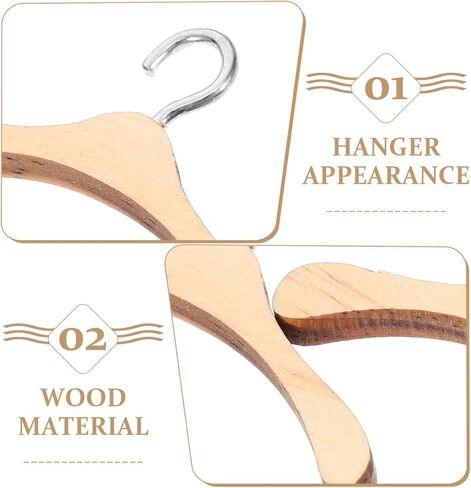 Doll Clothes Hanger Doll House Hangers 10pcs Wooden Child Clothes Stand, Mini Dress Outfit Holders Dollhouse Wardrobe Accessories (4.5cm) in Kuwait