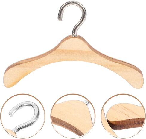 Doll Clothes Hanger Doll House Hangers 10pcs Wooden Child Clothes Stand, Mini Dress Outfit Holders Dollhouse Wardrobe Accessories (4.5cm) in Kuwait