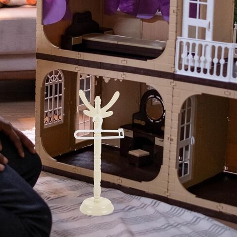 10PCS Mini Doll Clothes Hangers, Plastic Doll Hangers Clothing Organizers Accessories Dollhouse Dress Outfit Display for Dollhouse Stylish Wardrobe Display and Storage in Saudi Arabia