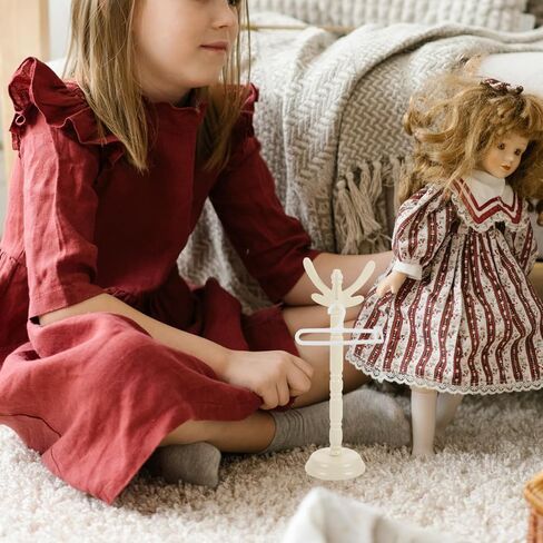 10PCS Mini Doll Clothes Hangers, Plastic Doll Hangers Clothing Organizers Accessories Dollhouse Dress Outfit Display for Dollhouse Stylish Wardrobe Display and Storage in Saudi Arabia