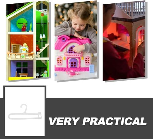10PCS Mini Doll Clothes Hangers, Plastic Doll Hangers Clothing Organizers Accessories Dollhouse Dress Outfit Display for Dollhouse Stylish Wardrobe Display and Storage in Saudi Arabia