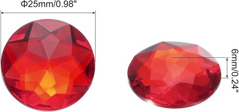 MECCANIXITY Flat Back Round Acrylic Rhinestones,25mm Red Flatback Crystal Rhinestones for Crafts Clothes Shoes DIY Decoration Gifts 25Pcs in Saudi Arabia