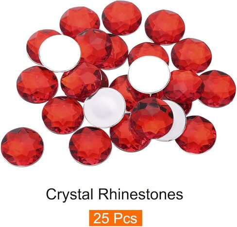 MECCANIXITY Flat Back Round Acrylic Rhinestones,25mm Red Flatback Crystal Rhinestones for Crafts Clothes Shoes DIY Decoration Gifts 25Pcs in Saudi Arabia