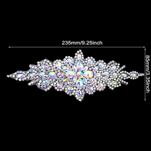 1PCS Bling Rhinestone Applique Patches Elegant Faux Crystal Flower Patches Colorful Wedding Dress Belt Embellishment for Women Bridal in Saudi Arabia