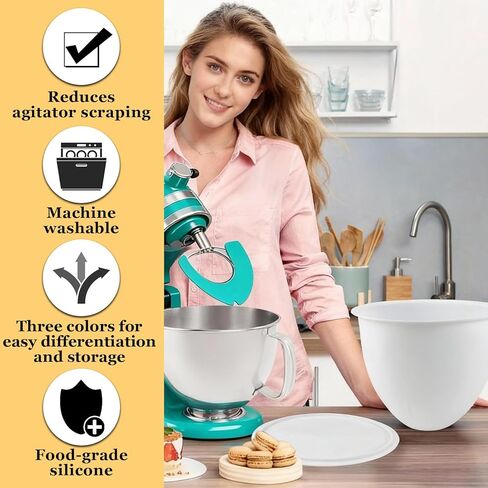 3 قطع من بطانات السيليكون للمطبخ، بطانات الوعاء تنطبق على خلاطات رأس الميل للمطبخ 5 كيو تي، بطانات السيليكون المختلطة ومرفقات الخلاط وملحقاتها، أوعية الخلاطات البديلة in Kuwait