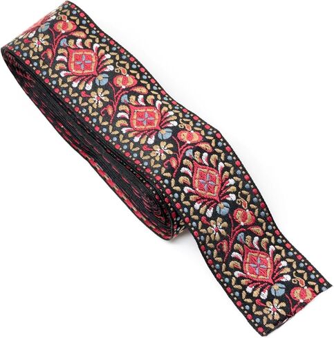 5 Yards Ethnic Style Embroidered Jacquard Trim Retro Ribbon Lace Trim Vintage Boho Jacquard Ribbon for Sewing Bag Shoulder Clothing Accessories Craft Making in Saudi Arabia