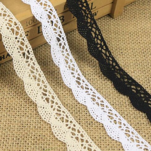 10 Yard Vintage Cotton Lace Ribbon Crochet Sewing Lace for DIY Craft Scrapbooking Gift Package Wrapping Bridal Wedding Decoration (Black) in Saudi Arabia