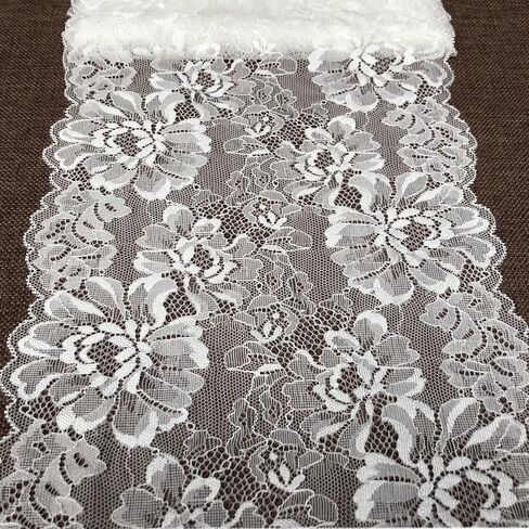 Olive Lace 8.5 Inches Wide Stretchy Lace for Bridal Wedding Decorations, Sewing DIY Making and DIY Crafts- 5 Yards (9257 White) in Saudi Arabia