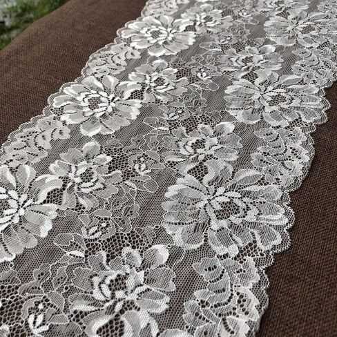 Olive Lace 8.5 Inches Wide Stretchy Lace for Bridal Wedding Decorations, Sewing DIY Making and DIY Crafts- 5 Yards (9257 White) in Saudi Arabia