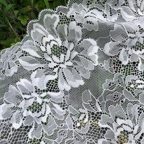 Olive Lace 8.5 Inches Wide Stretchy Lace for Bridal Wedding Decorations, Sewing DIY Making and DIY Crafts- 5 Yards (9257 White) in Saudi Arabia
