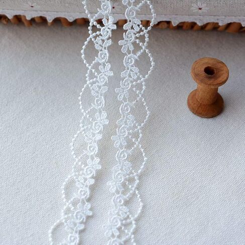 Dahi 15yard White Lace Trim Embroidery Lace Trim Vine lace for Decoration Edging Crafts Wedding Dress Embellishment Gift Party Decoration Applique DIY Sewing Crafts in Saudi Arabia