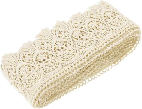 MECCANIXITY Cotton Lace Trim Vintage Crochet 3inch x 3yard Black Stretch Lace Edge Ribbon for DIY Scrapbooking Clothes Curtain Slipcover Fabric in Saudi Arabia