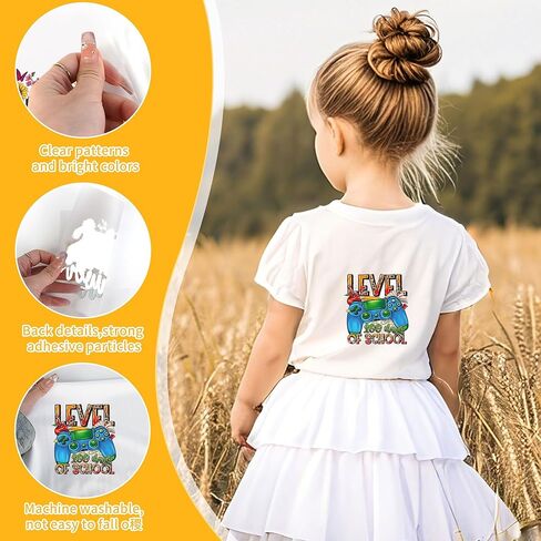 100 Days of School Iron-on Transfers, 20 PCS DTF Transfers Ready to Press, School Life Heat Transfer Vinyl Decals for T-Shirts, Bags, Pillows, DIY Crafts in Saudi Arabia