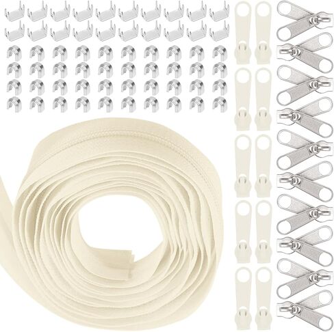 Swpeet 1Roll 10 Yard #5 Wine Red Nylon Zipper Tape Zipper Strip with 20Pcs Matched Zip Sliders Assortment Kit, Replacement Zippers Roll Endless Zip Set with Double Single Slider for Sewing in Saudi Arabia