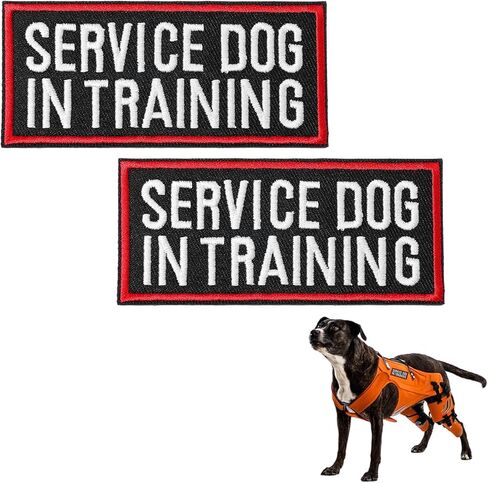 2 PCS Service Dog in Training Patches, Black Service Dog Patch with Hook and Loop, Red Border Pet Vest Patch for in Training Dogs and Emotional Support Dogs in Saudi Arabia