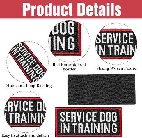 2 PCS Service Dog in Training Patches, Black Service Dog Patch with Hook and Loop, Red Border Pet Vest Patch for in Training Dogs and Emotional Support Dogs in Saudi Arabia