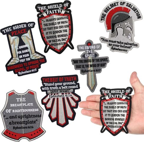 6 Pcs Christian Armor of God Patches 4 Inch Embroidery Christians Patches with Bible Verse Sew on Iron on for Men Women Faith Clothes Backpacks Hats Jeans Bags in Saudi Arabia