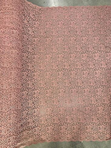 Elaine Mauve Floral Scalloped Nylon Spandex Stretch Lace Light Weight Fabric for Clothes, Lingerie, Costumes, Decorations, Crafts in Saudi Arabia