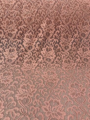 Elaine Mauve Floral Scalloped Nylon Spandex Stretch Lace Light Weight Fabric for Clothes, Lingerie, Costumes, Decorations, Crafts in Saudi Arabia