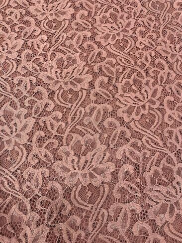 Elaine Mauve Floral Scalloped Nylon Spandex Stretch Lace Light Weight Fabric for Clothes, Lingerie, Costumes, Decorations, Crafts in Saudi Arabia